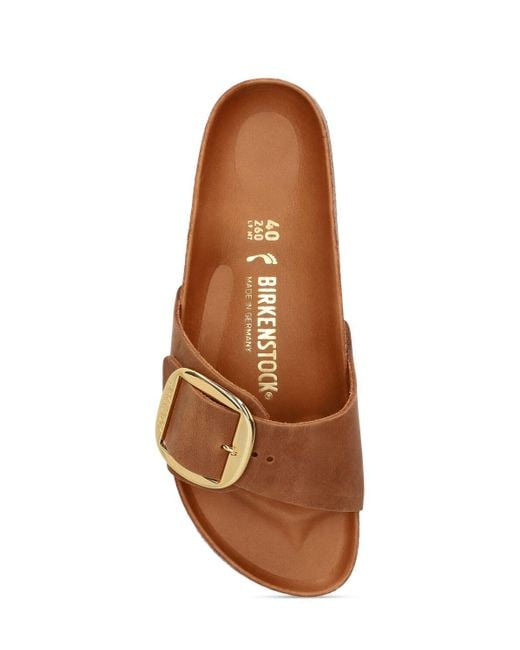 Birkenstock Brown Madrid Big Buckle Oiled Leather Sandals