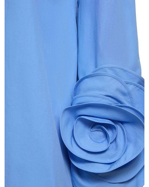 Chemise en popeline de coton avec poignets à roses Valentino en coloris Blue