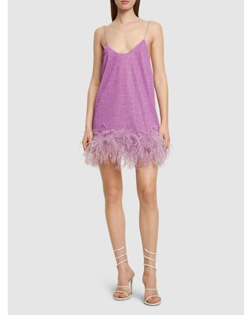 Oseree Pink Lumière Mini Dress W/ Feathers