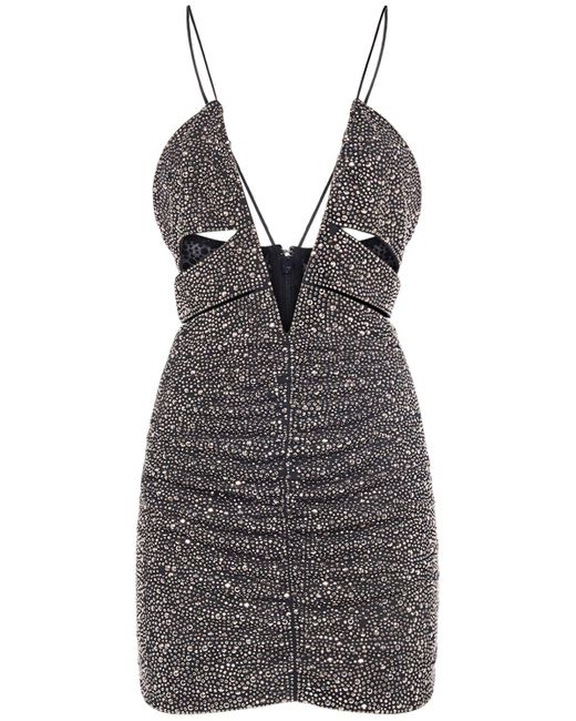 DSquared² Black Embellished Jersey Cutout Mini Dress