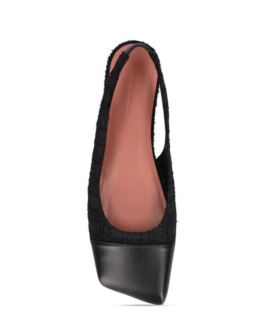 Zapatos bajos destalonados de tweed10mm AMINA MUADDI de color Black