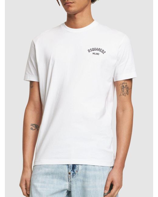 DSquared² White Milano Logo Printed T-shirt for men