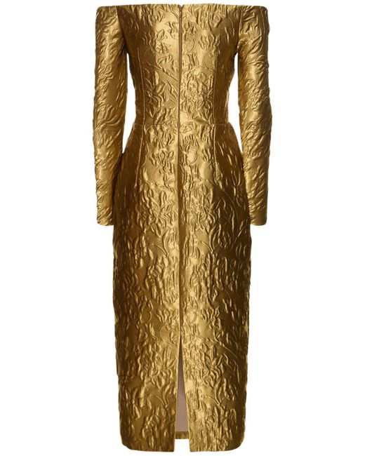 Emilia Wickstead Metallic Off-shoulder Burleigh Midi Dress