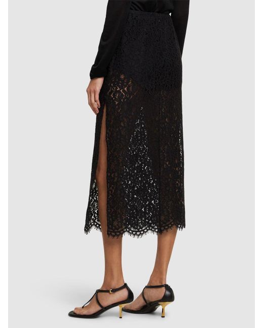 Michael Kors Black Lace Side Slit Midi Skirt