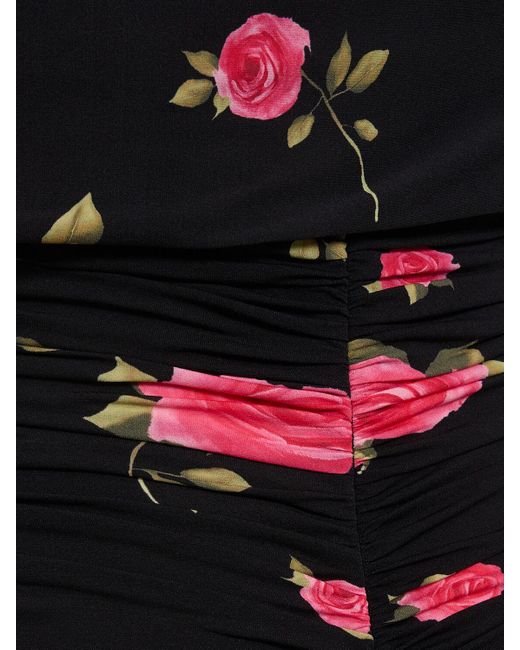 Magda Butrym Black Printed Jersey Off Shoulder Mini Dress