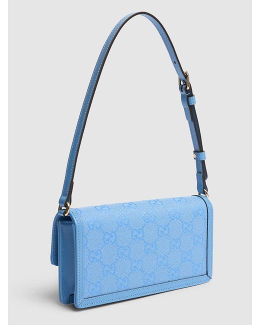 Gucci Mini Luce Leather & Canvas Shoulder Bag in Blue | Lyst