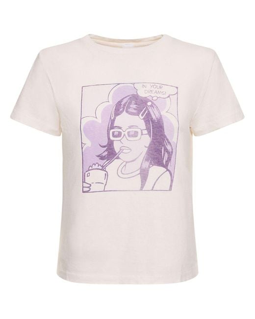 Camiseta de algodón estampado con logo Re/done de color Pink