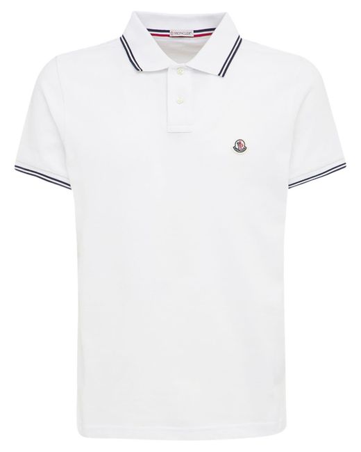 Moncler Logo Striped Cotton Piqué Polo 