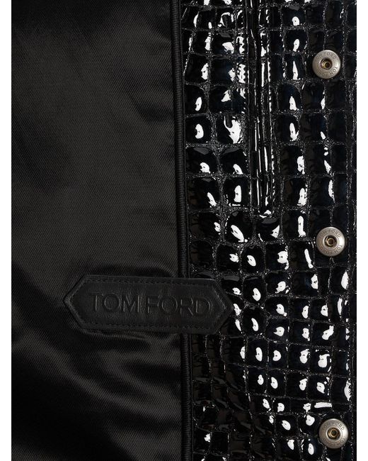 Tom Ford Black Croc Embossed Leather Jacket for men