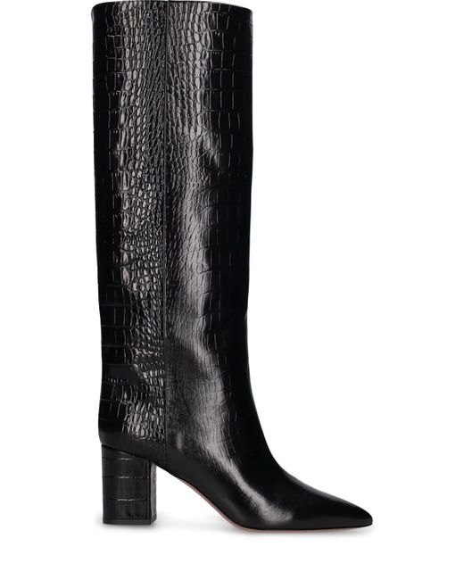 Stivali alti anja stampa coccodrillo 70mm di Paris Texas in Black