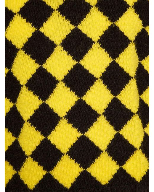Bottega Veneta Yellow Argyle Intarsia Wool Jumper for men