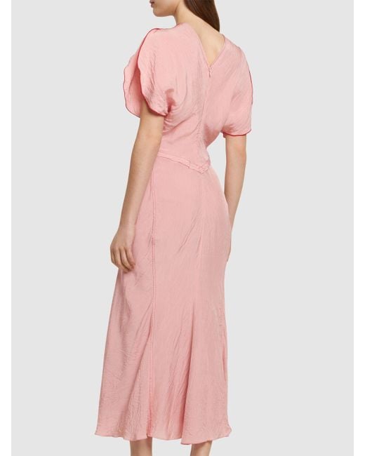Vestito midi in viscosa di Victoria Beckham in Pink