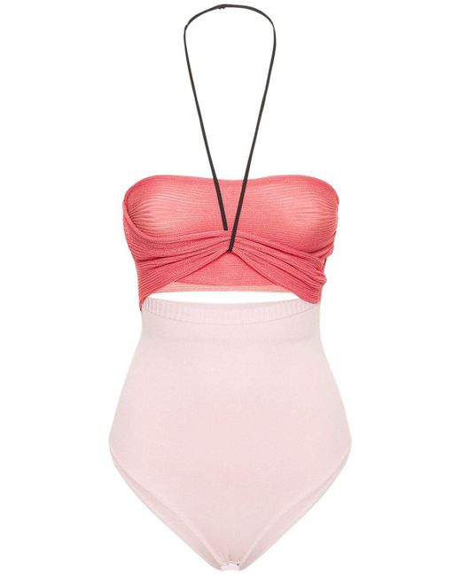 Nensi Dojaka Ribbed Knit Cutout Body in Pink | Lyst UK