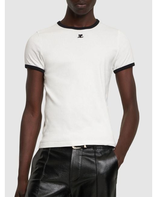 Courreges T-shirt Mit Kontrastierendem Jersey in White für Herren