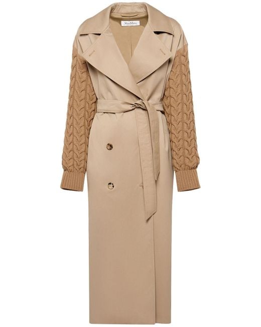 Mujer Abrigo Largo De Punto De Lana Y Algodon Max Mara de color Neutro Lyst