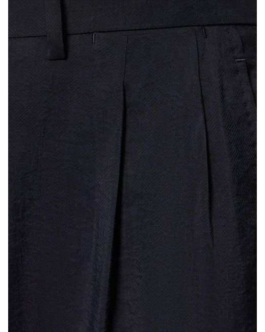 Pantalon plissé en soie mélangée Giorgio Armani pour homme en coloris Blue