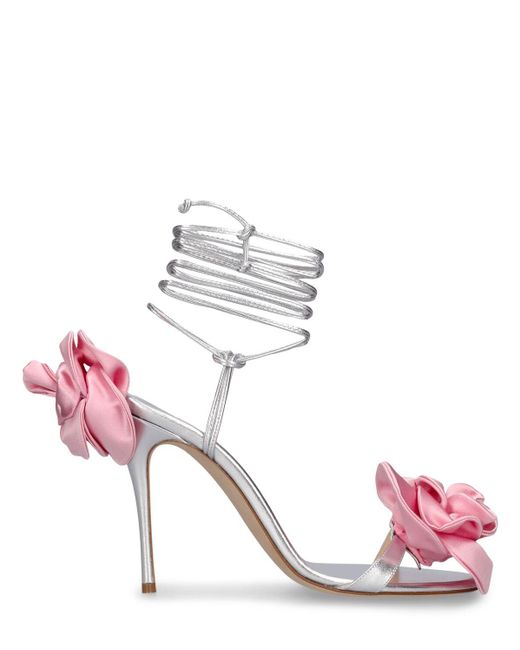 Magda Butrym Pink 105mm Hohe Satin-sandaletten "flower"