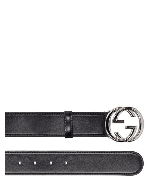 Gucci 4cm Breiter Ledergürtel Mit Gg- Interlocking in White für Herren