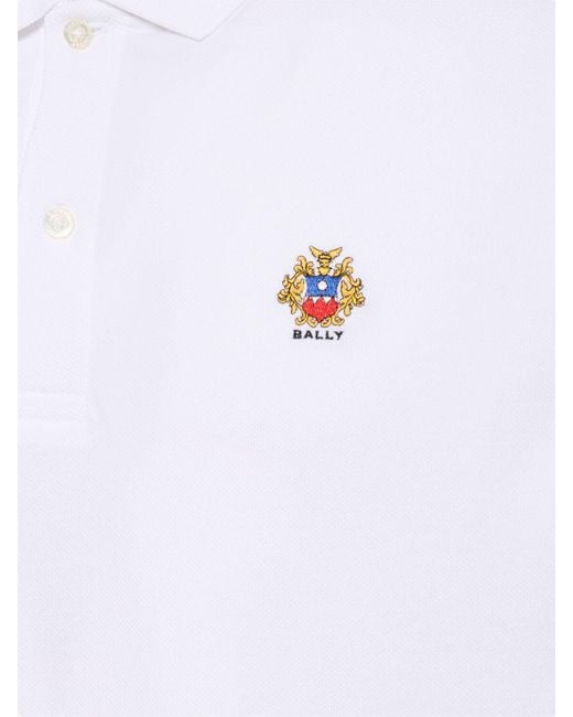 Bally White Cotton Logo Piquet Polo for men
