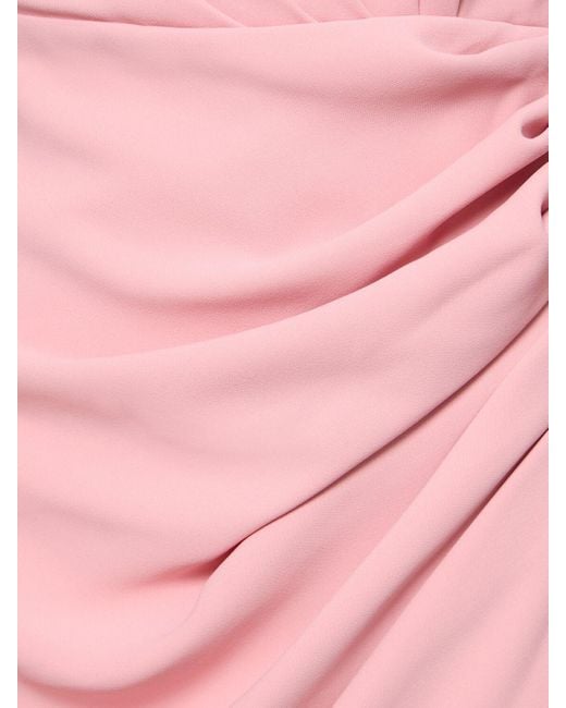Zuhair Murad Pink Cady Draped Long Sleeved Maxi Dress