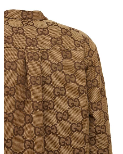 Gucci Brown Oversized Hemd Aus Maxi Gg-canvas