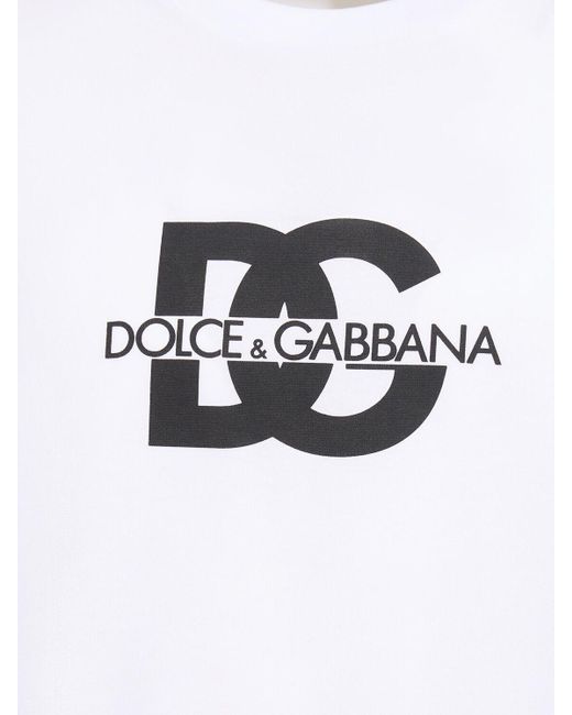 T-shirt in jersey di cotone con logo di Dolce & Gabbana in White da Uomo