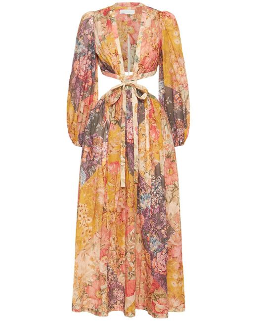 Zimmermann Pattie Patchwork Cotton Long Dress | Lyst Canada