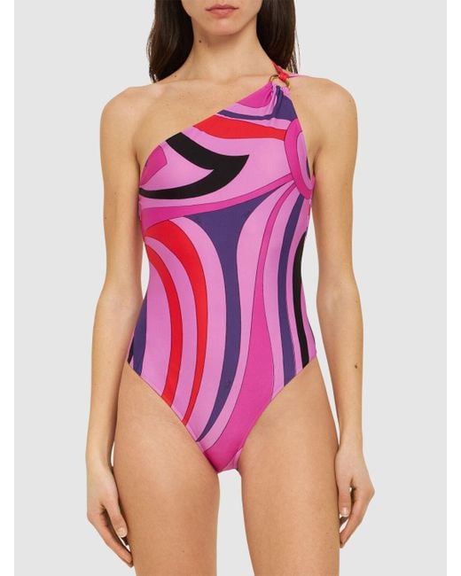 Emilio Pucci Pink Printed Lycra One Piece Swimsuit
