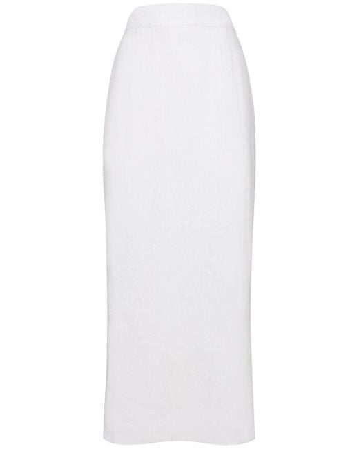 Posse White Emma Linen Midi Pencil Skirt