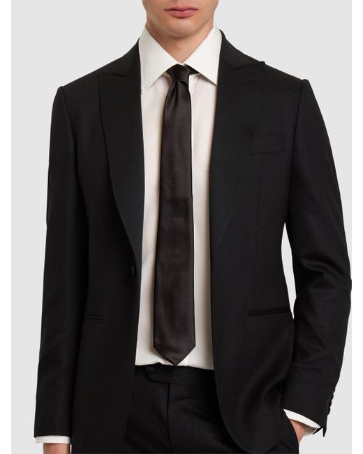 Corbata de seda con jacquard 7cm Giorgio Armani de hombre de color Black