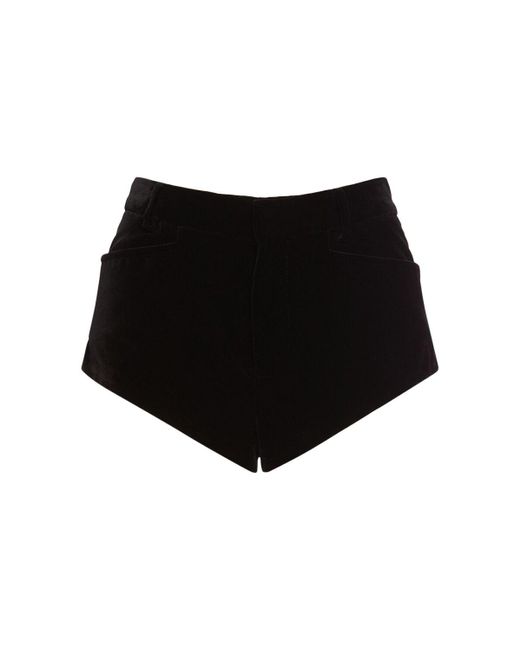 Tom Ford Black Velvet Cotton Mid Rise Shorts