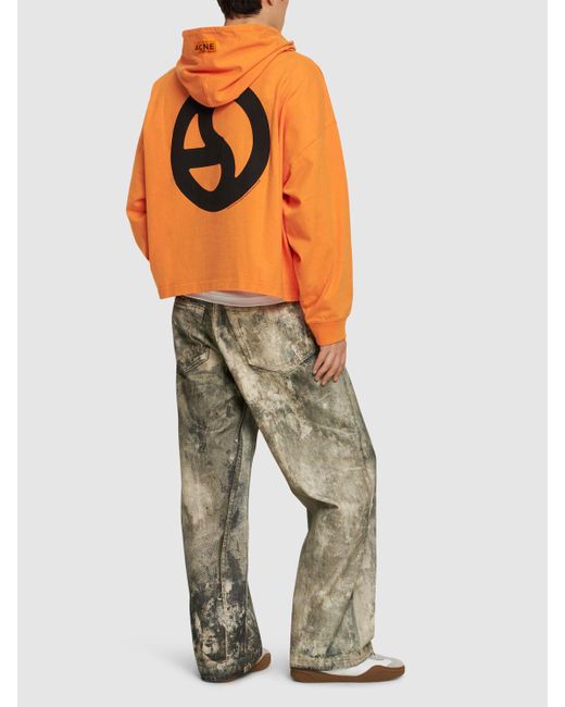 Sudadera de algodón con capucha Acne de hombre de color Orange