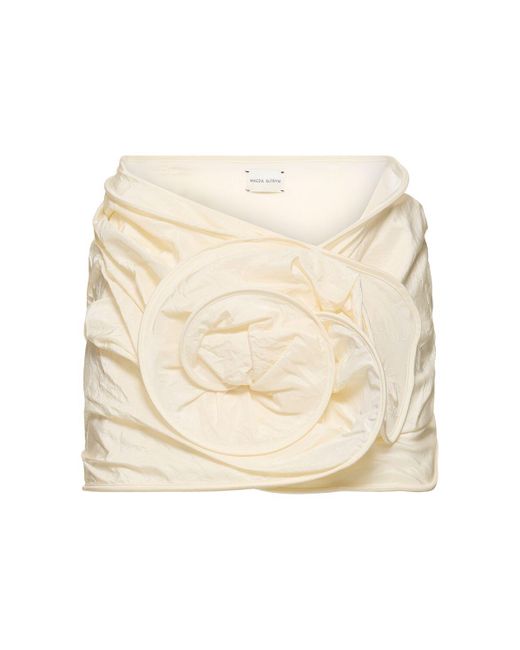 Magda Butrym Natural Midirock Aus Viskosejersey Mit Drapierung Und Rose