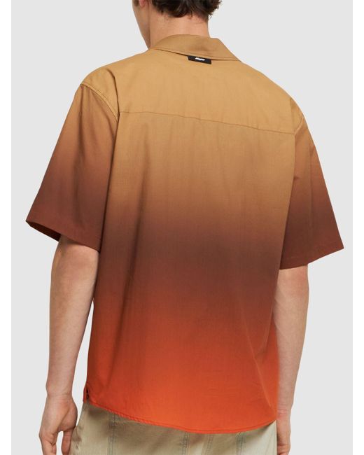 Camisa de popelina de algodón manga corta MSGM de hombre de color Brown