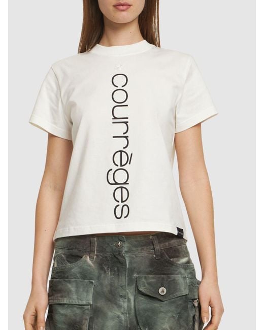 T-shirt in jersey di cotone con logo di Courreges in White