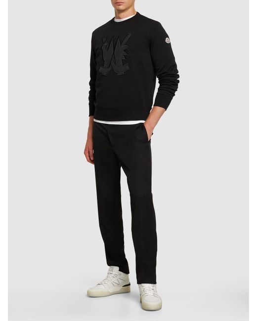 Moncler Sweatshirt Aus Baumwolle Mit Logopatch in Black für Herren