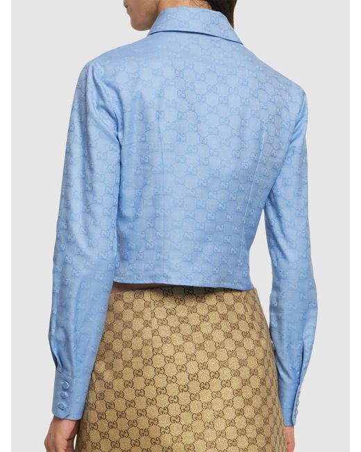 Chemise en coton oxford gg supreme Gucci en coloris Blue
