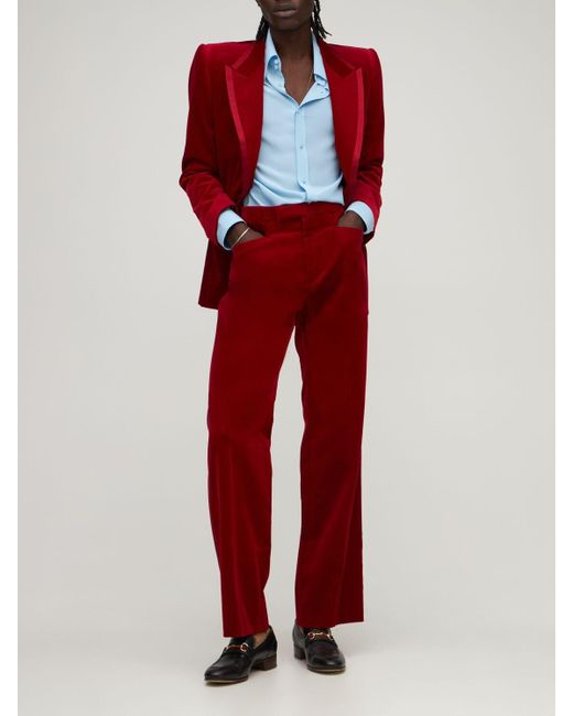 Gucci Stretch Velvet Pants in Red for 