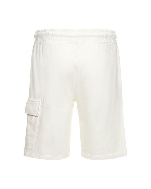 C P Company White Light Cotton Cargo Shorts for men