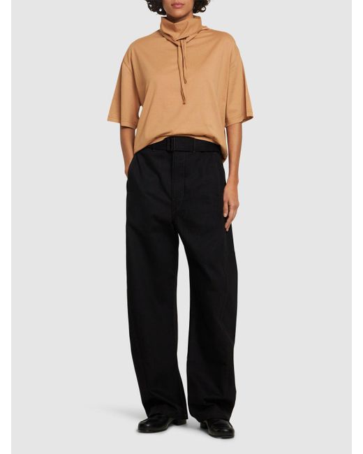 Lemaire Black Belted Cotton Jeans