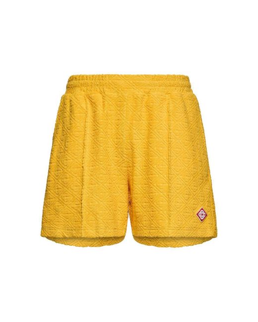CASABLANCA Yellow Monogram Cotton Terry Shorts for men