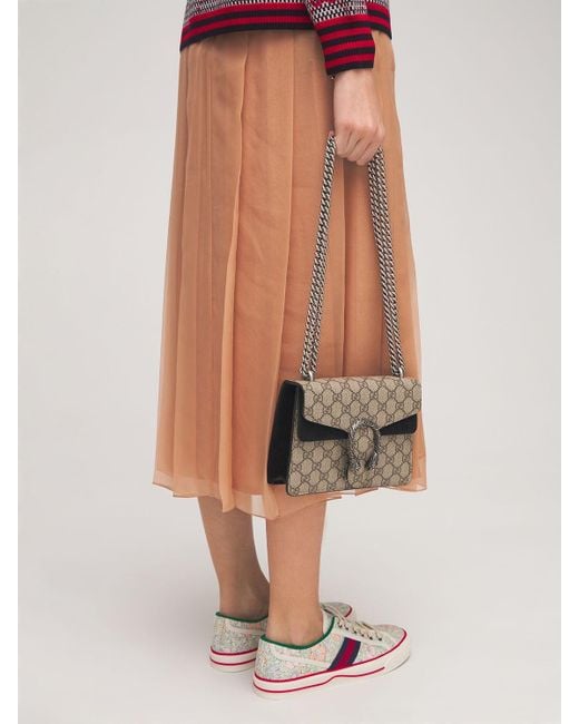 gg supreme canvas & suede shoulder bag