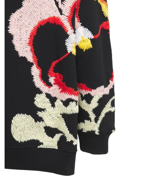 Loewe Pansies Embroidery Cotton Sweatshirt in Black for Men | Lyst