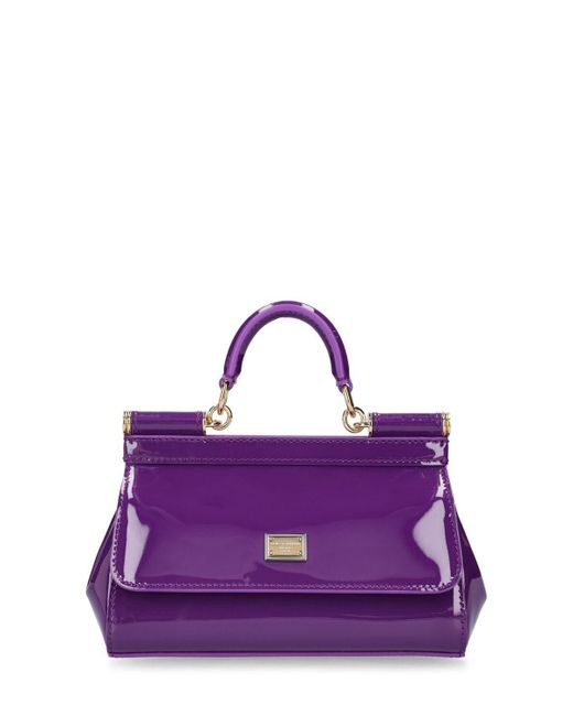 Sac à main mini en cuir verni sicily Dolce & Gabbana en coloris Purple