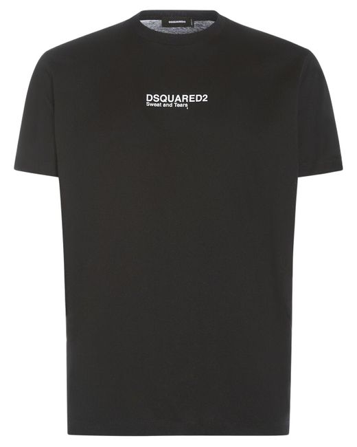 Camiseta de jersey de algodón con logo DSquared² de hombre de color Black