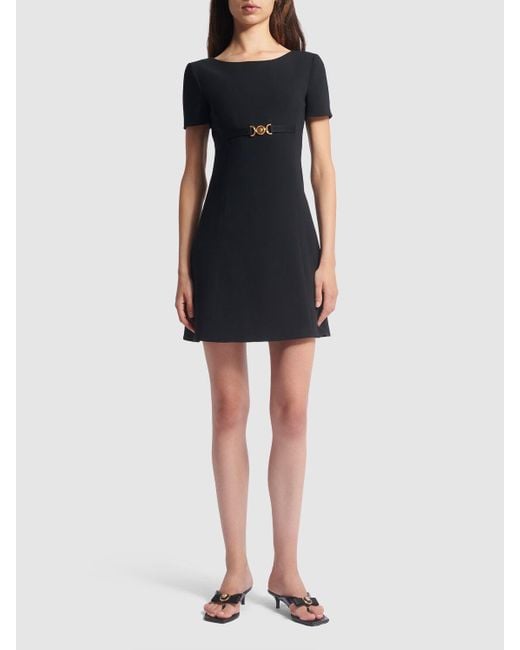 Vestido corto de cady de algodón Versace de color Black