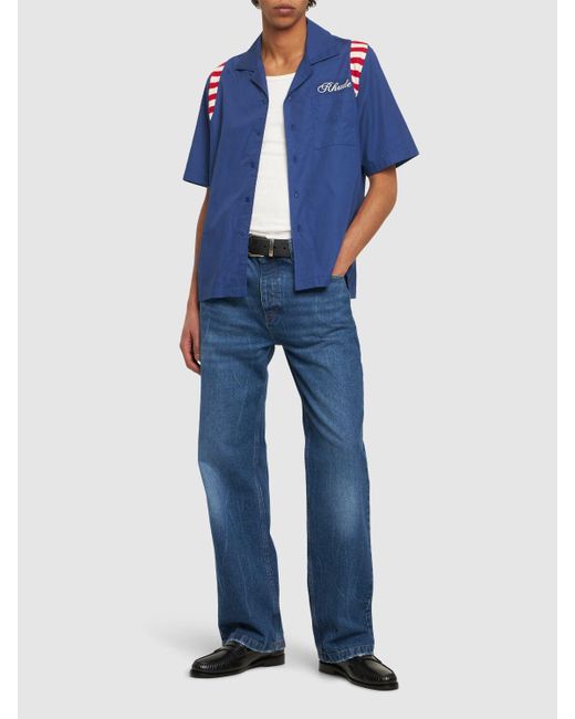 Camicia america spirit in popeline di Rhude in Blue da Uomo