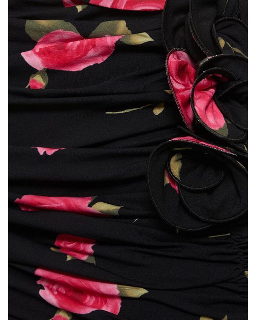 Magda Butrym Black Rose Printed Jersey Mini Dress