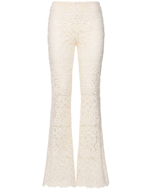 Ermanno Scervino White Cotton Blend Lace Flared Pants