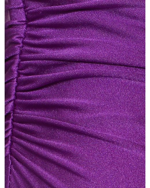 ANDAMANE Purple Poppy Shiny Lycra One Shoulder Jumpsuit
